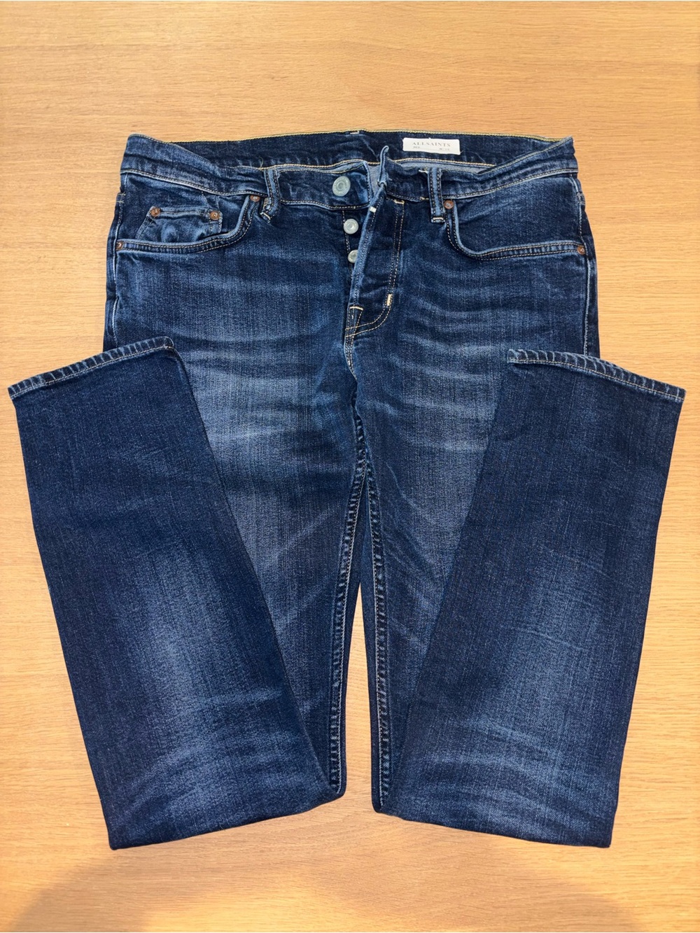AllSaints Rex Dark Indigo Button-Fly Jeans